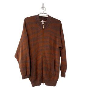 Varley Sweater womens XS Mayberry cardigan merino wool blend zip up zebra